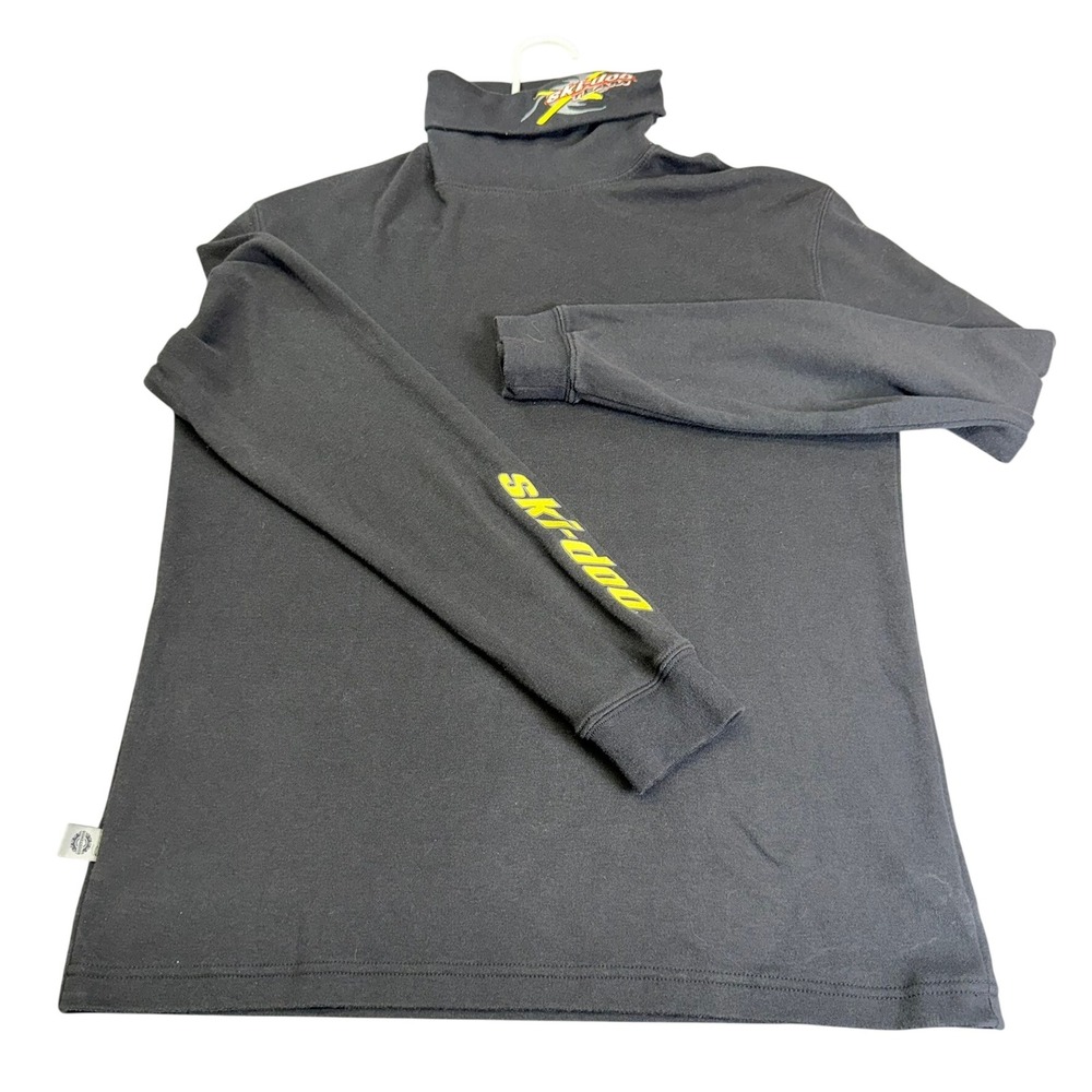 Ski-Doo Turtleneck Shirt Mens Medium Black Bombardier Team Long Sleeve Graphic